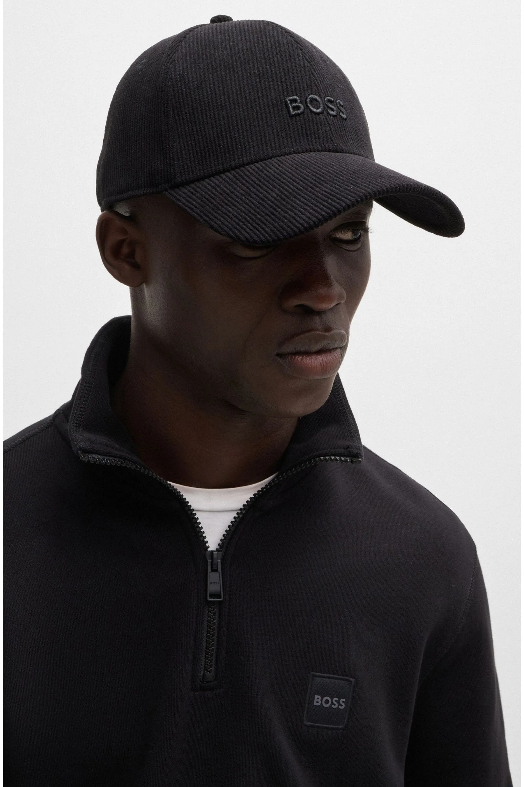 BOSS cappellino ricamato in Neonati velluto a coste con logo
