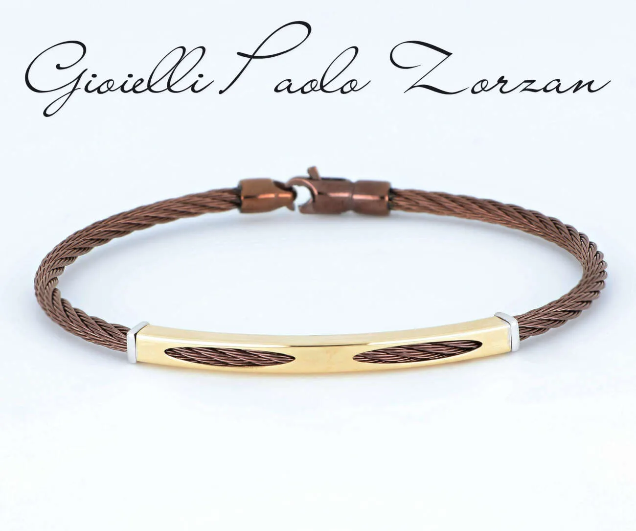 Bracciale uomo in acciaio brunito e oro giallo 18 kt UMN02