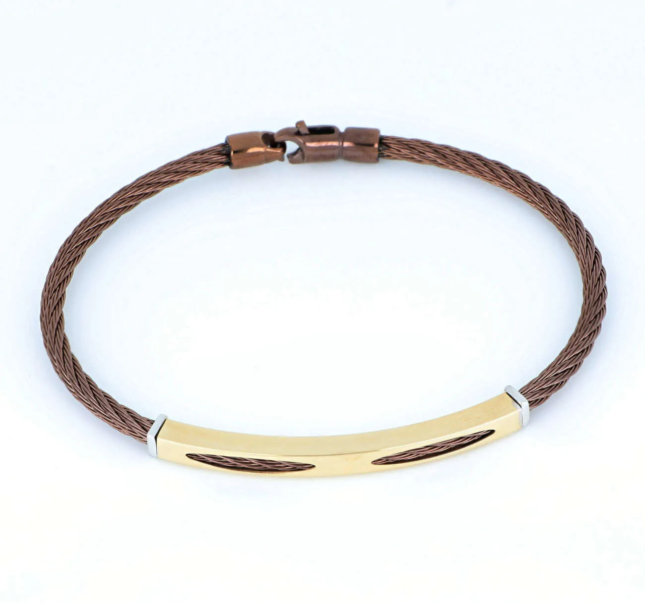 Bracciale uomo in acciaio brunito e oro giallo 18 kt UMN02