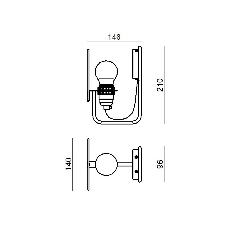 Bugia Singola lampada da parete struttura in metallo e diffusore in vetro satinato 4,5W E27