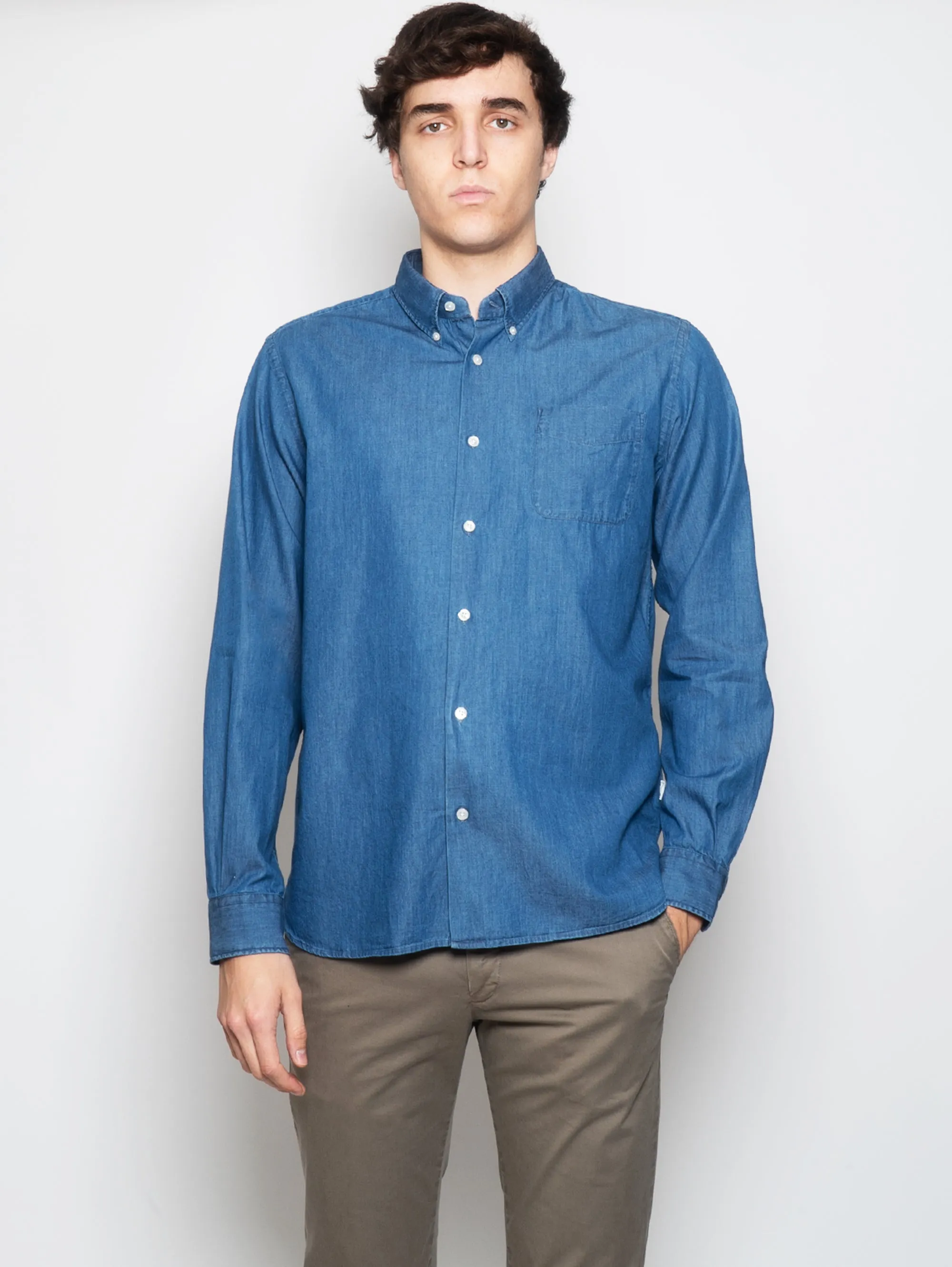 Camicia in Chambray con Taschino Blu