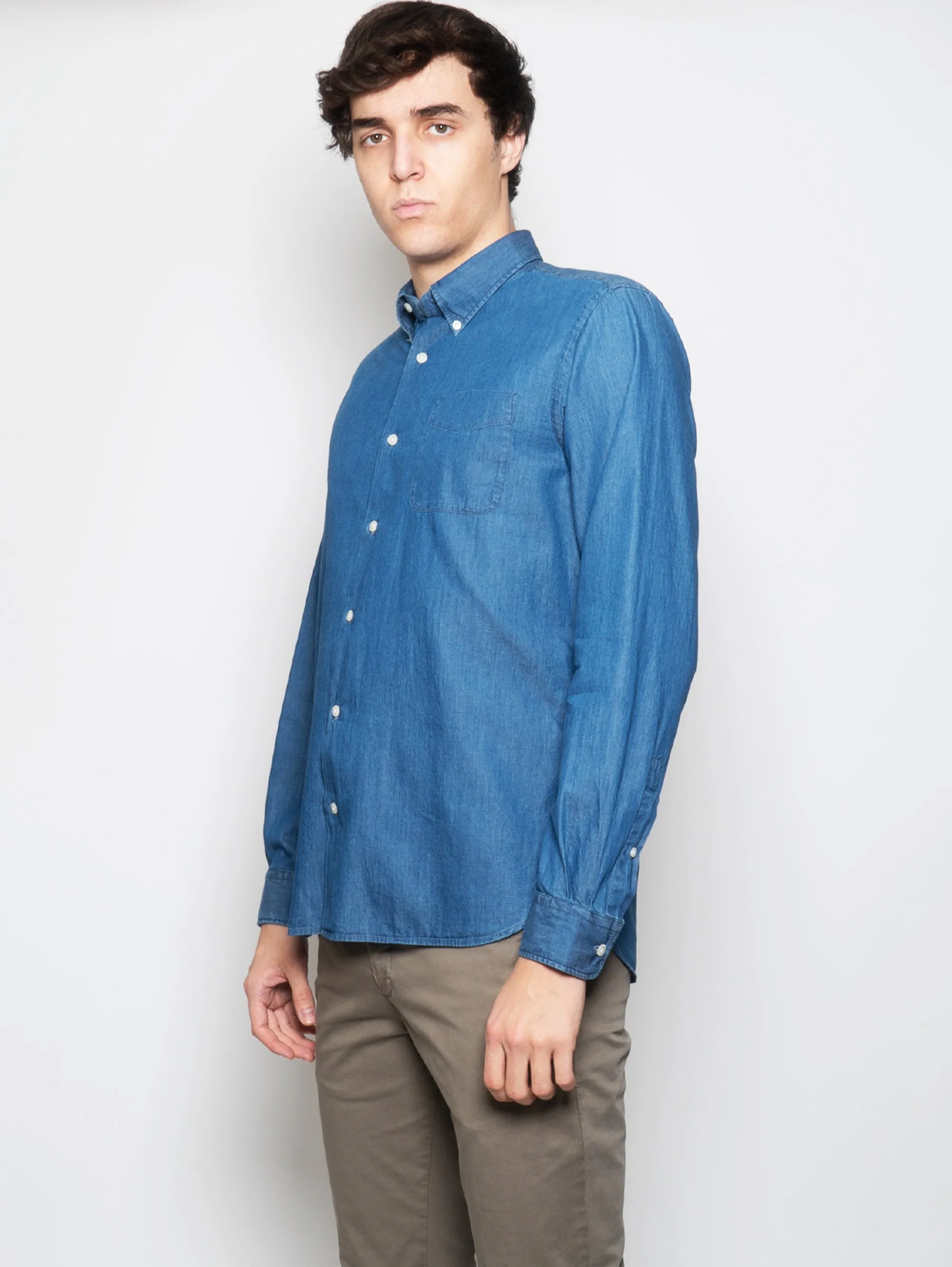 Camicia in Chambray con Taschino Blu