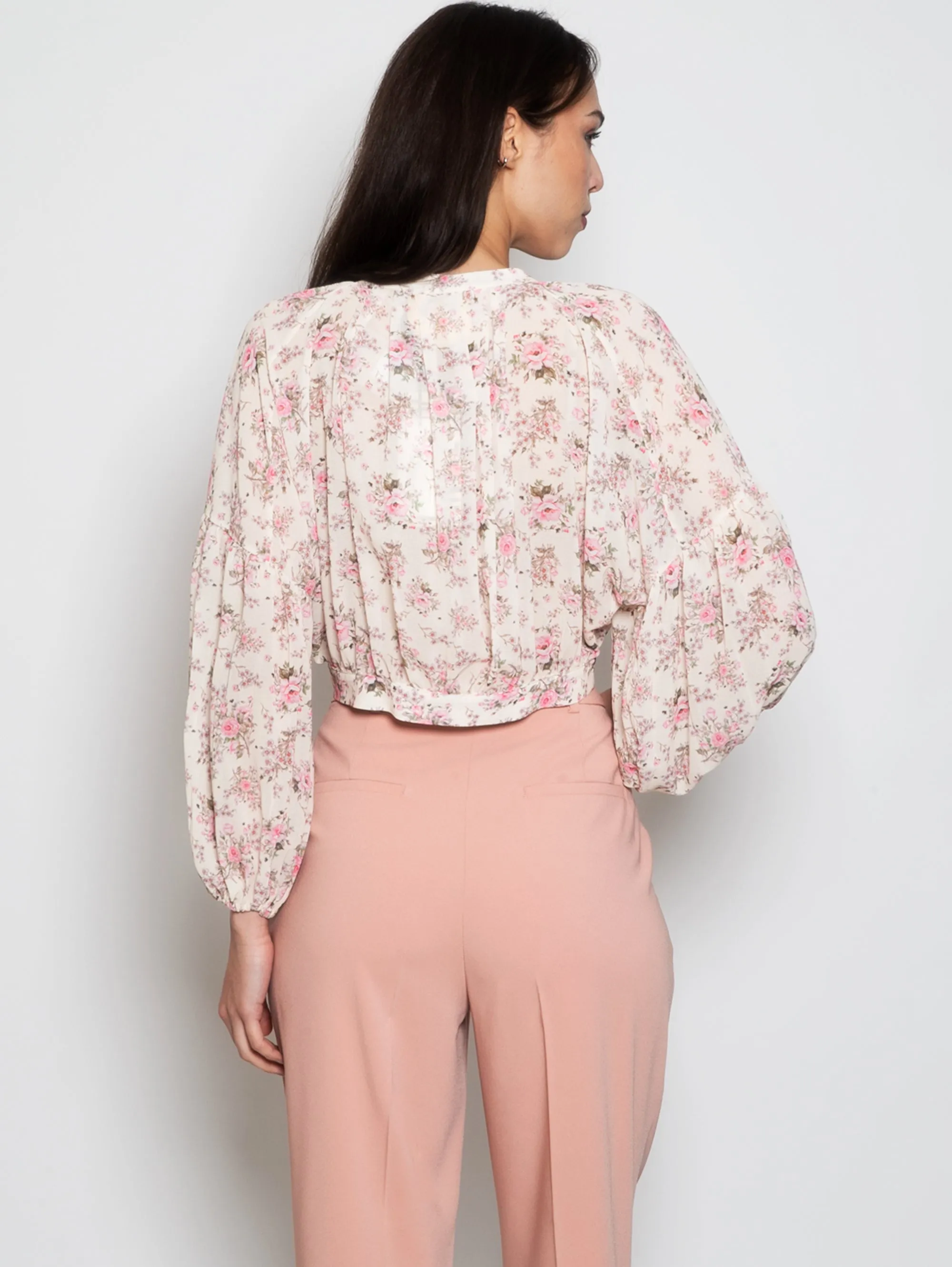 Camicia in Georgette con Stampa Floreale Multicolor