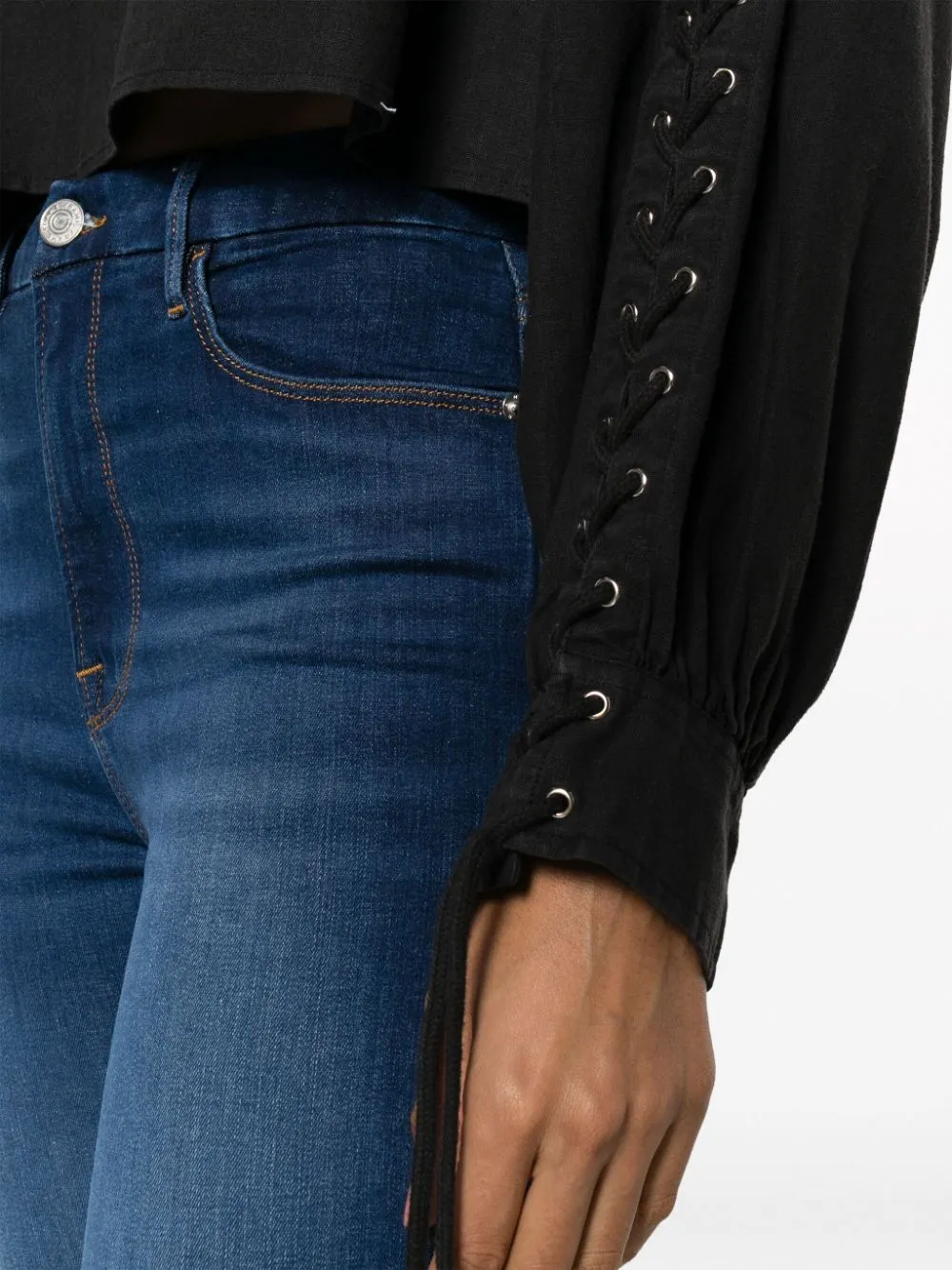 Camicia Pirate con lacci in nero - donna