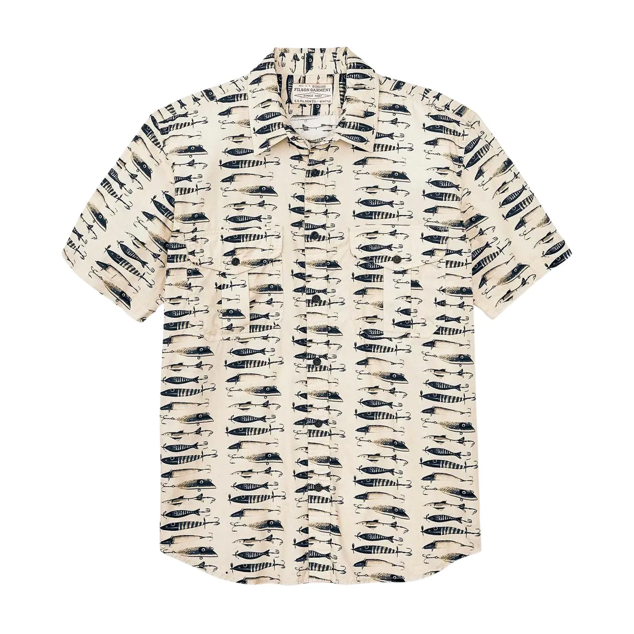 Camicia Uomo Filson Washed Feather Cloth Bianco Multicolor