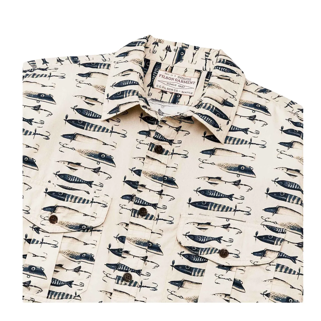 Camicia Uomo Filson Washed Feather Cloth Bianco Multicolor