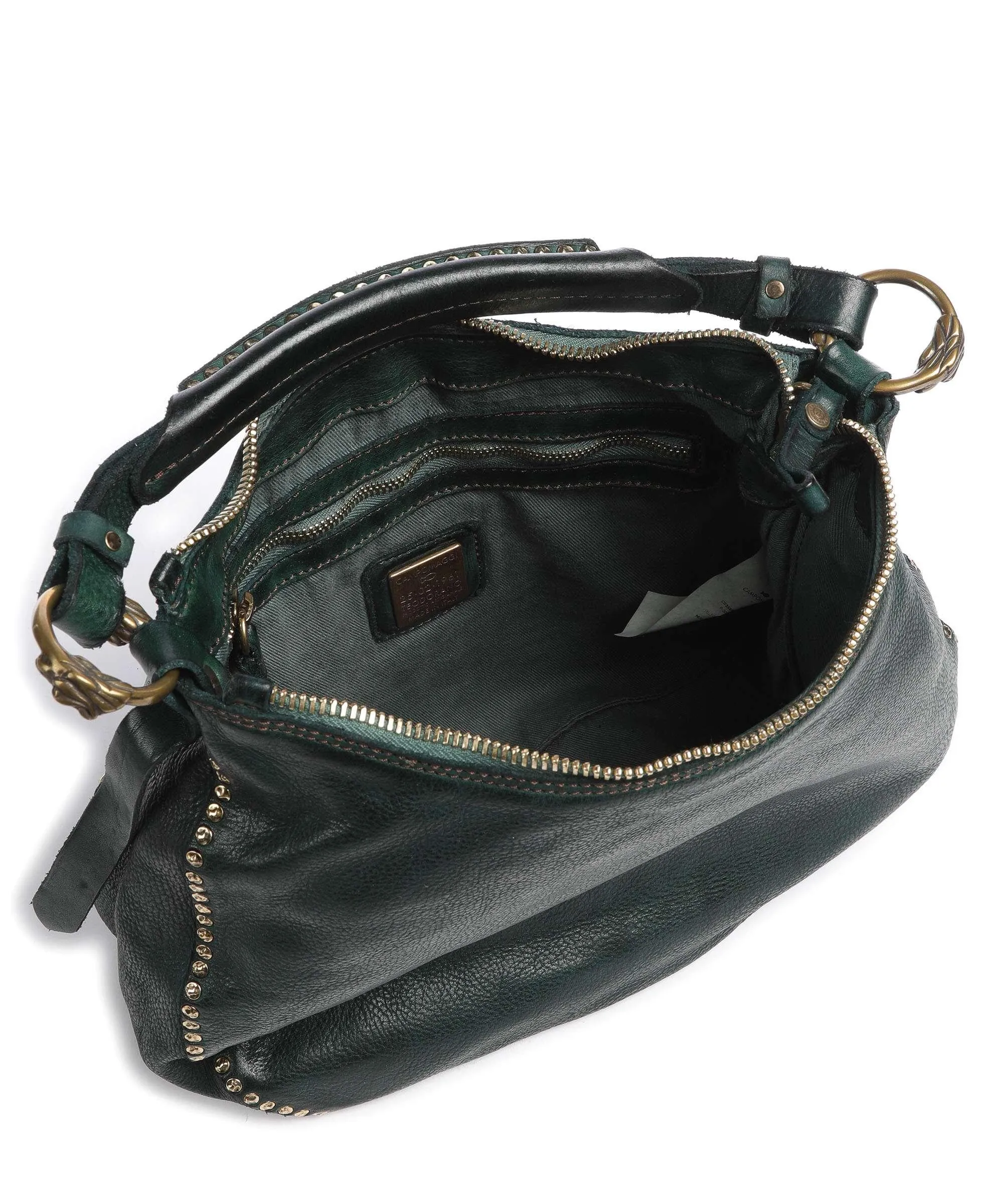  Campomaggi Borsa hobo pelle di vacchetta grana verde scuro  