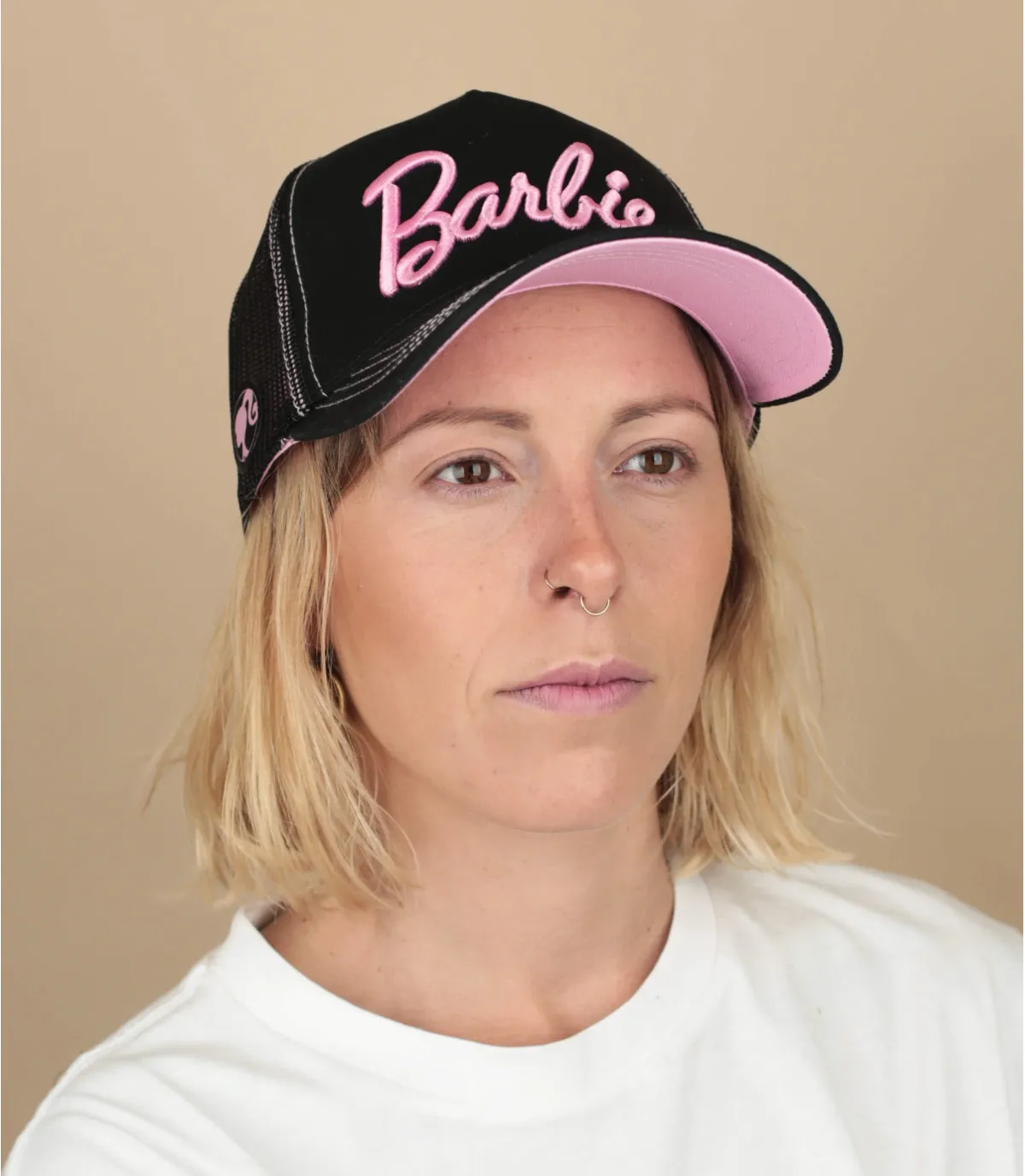 Cappello trucker da donna Barbie nero rosaCappellini Trucker Barbie black     