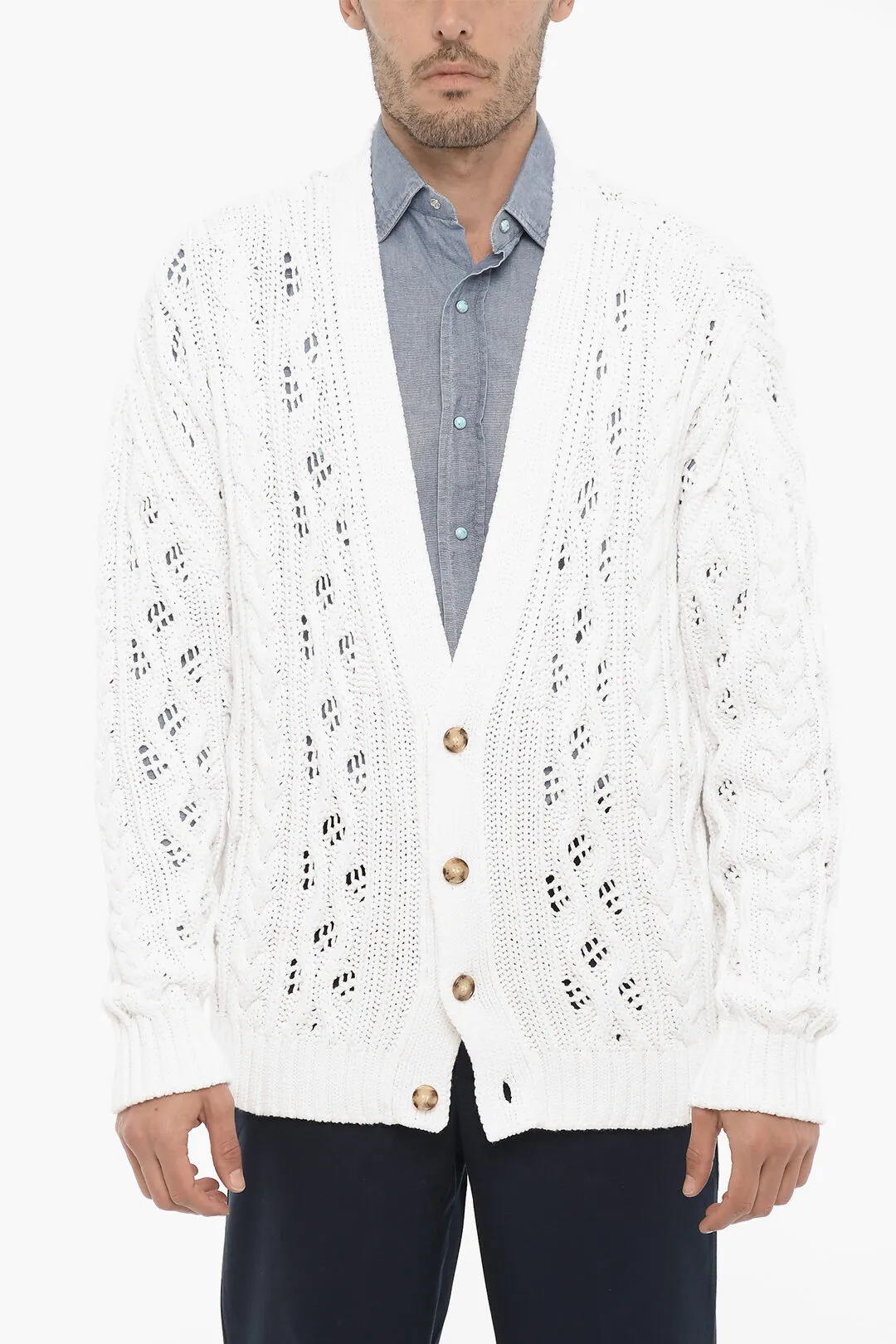 Cardigan a Trecce con Scollo a V