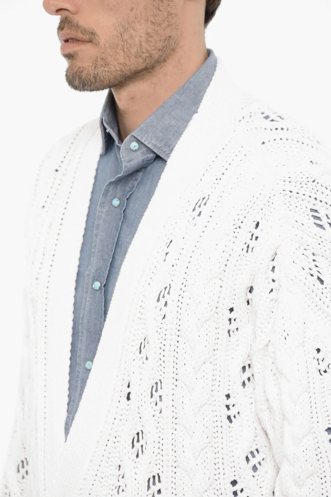 Cardigan a Trecce con Scollo a V