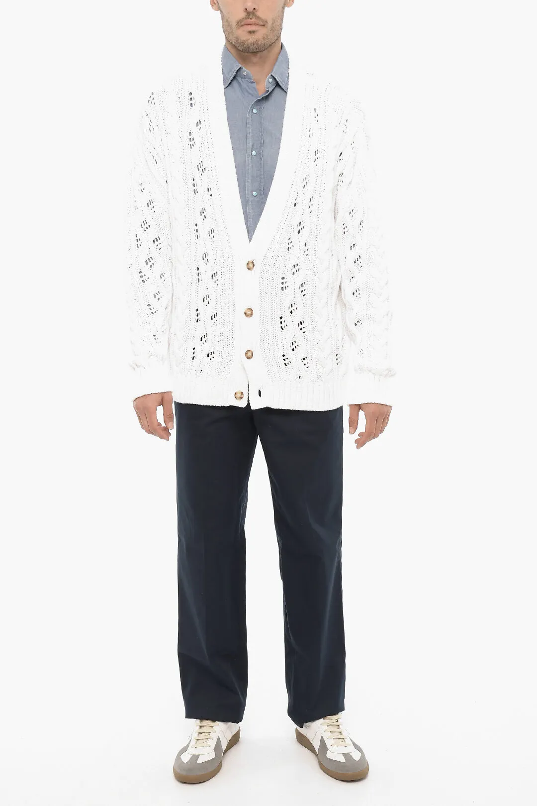 Cardigan a Trecce con Scollo a V