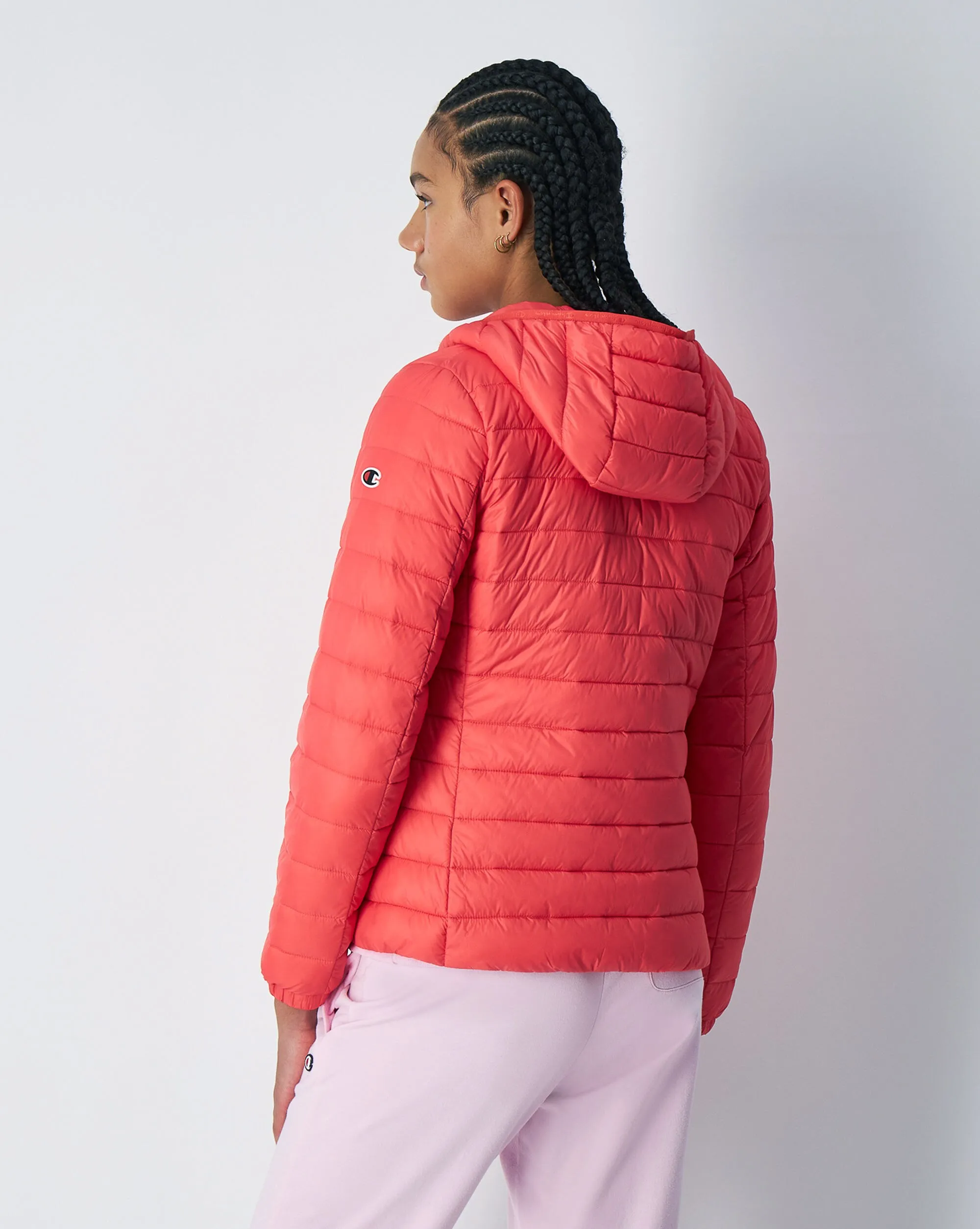Champion Giacca Imbottita Con Cappuccio Leggera Rosa Donna