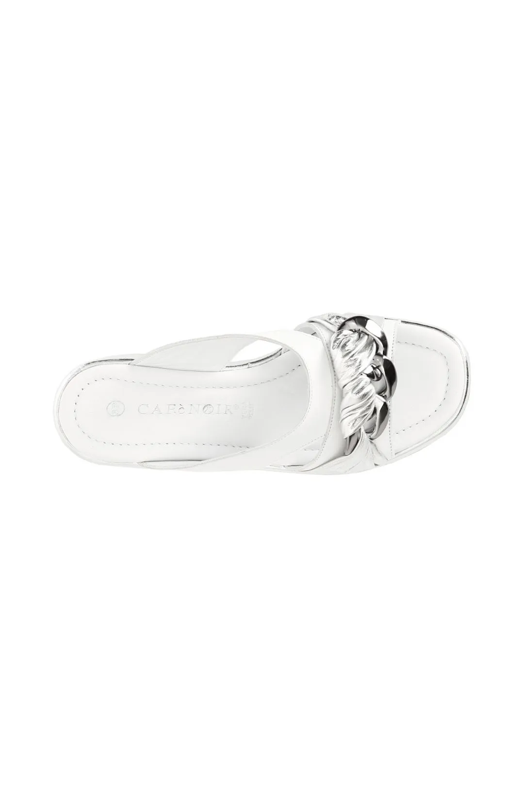 ciabatte in pelle con catena multi argento