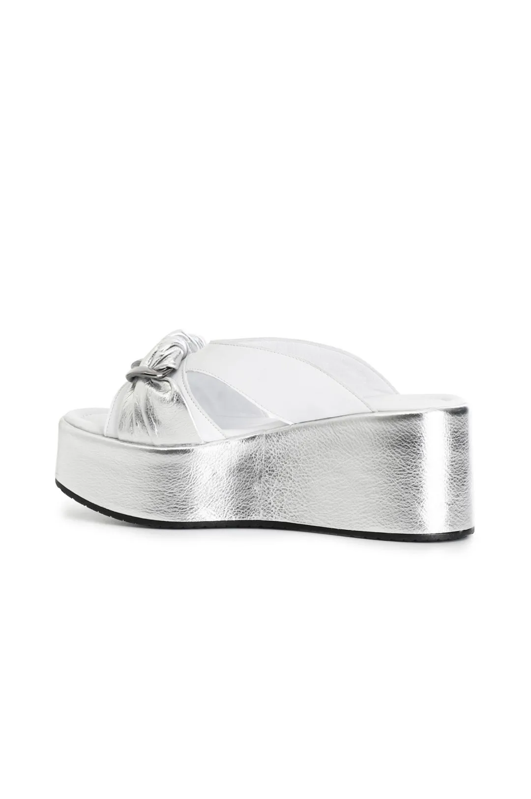 ciabatte in pelle con catena multi argento