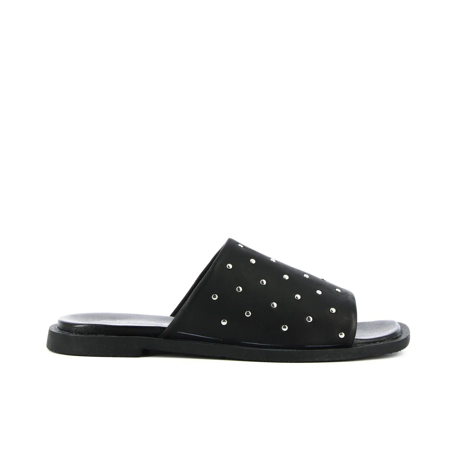 Ciabattine nere in pelle con borchie
