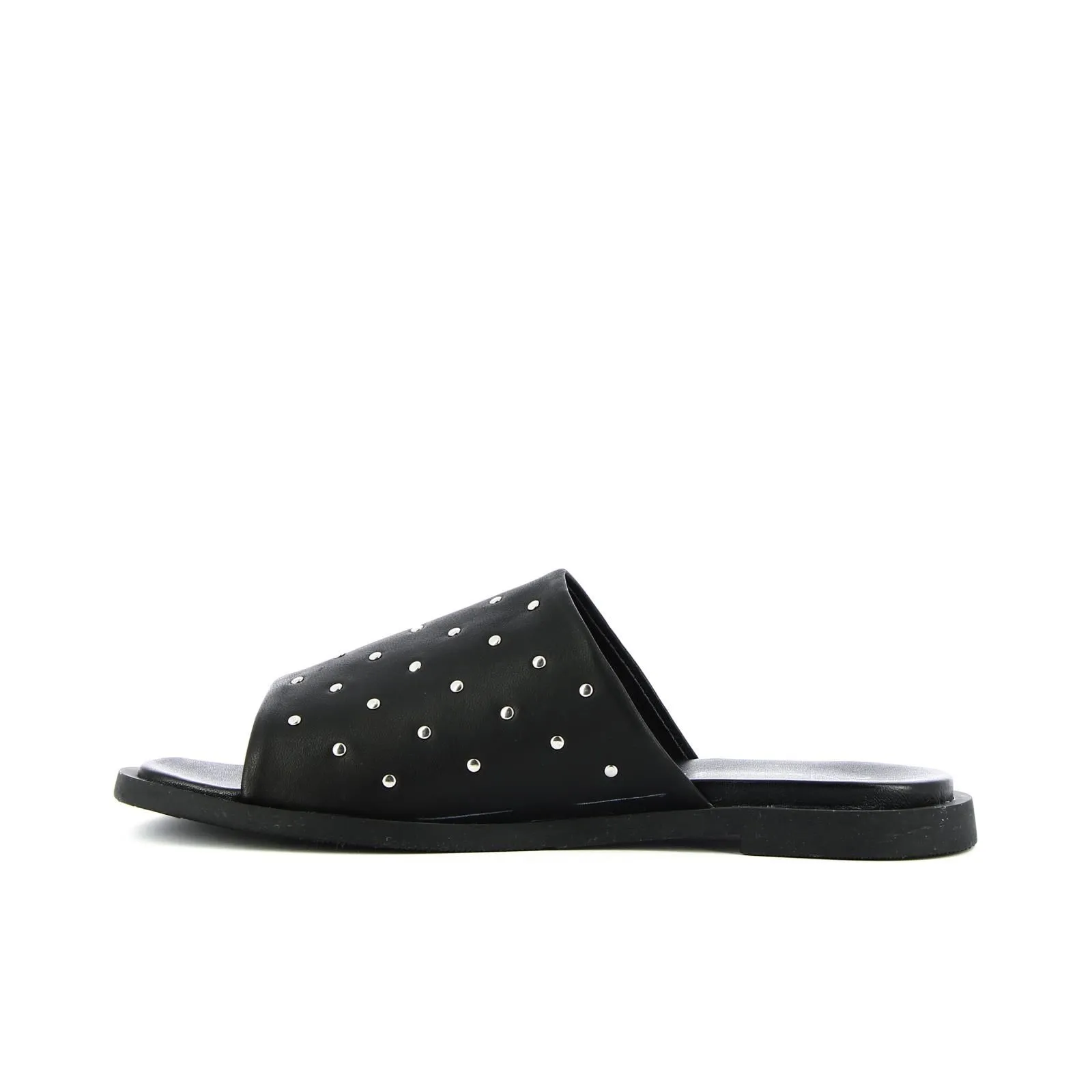 Ciabattine nere in pelle con borchie