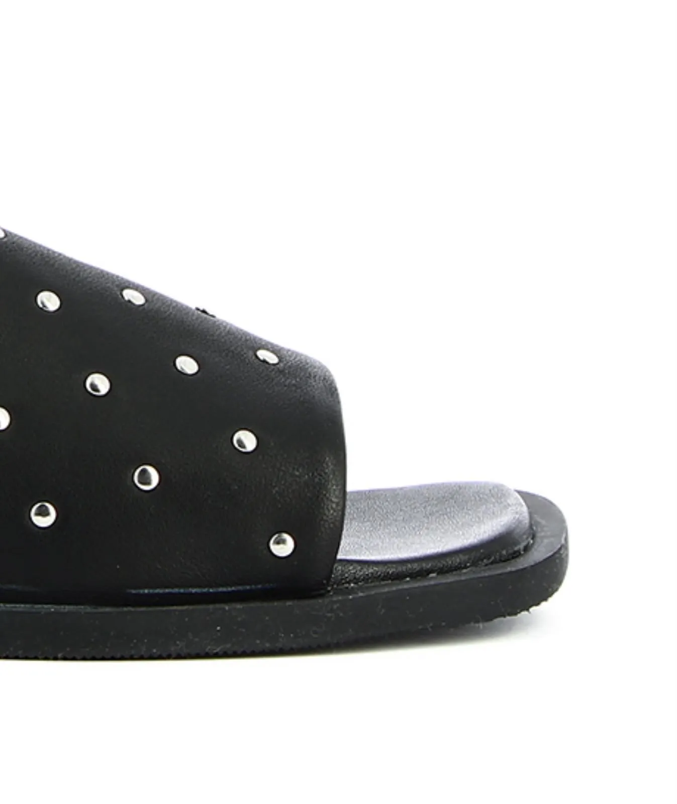Ciabattine nere in pelle con borchie