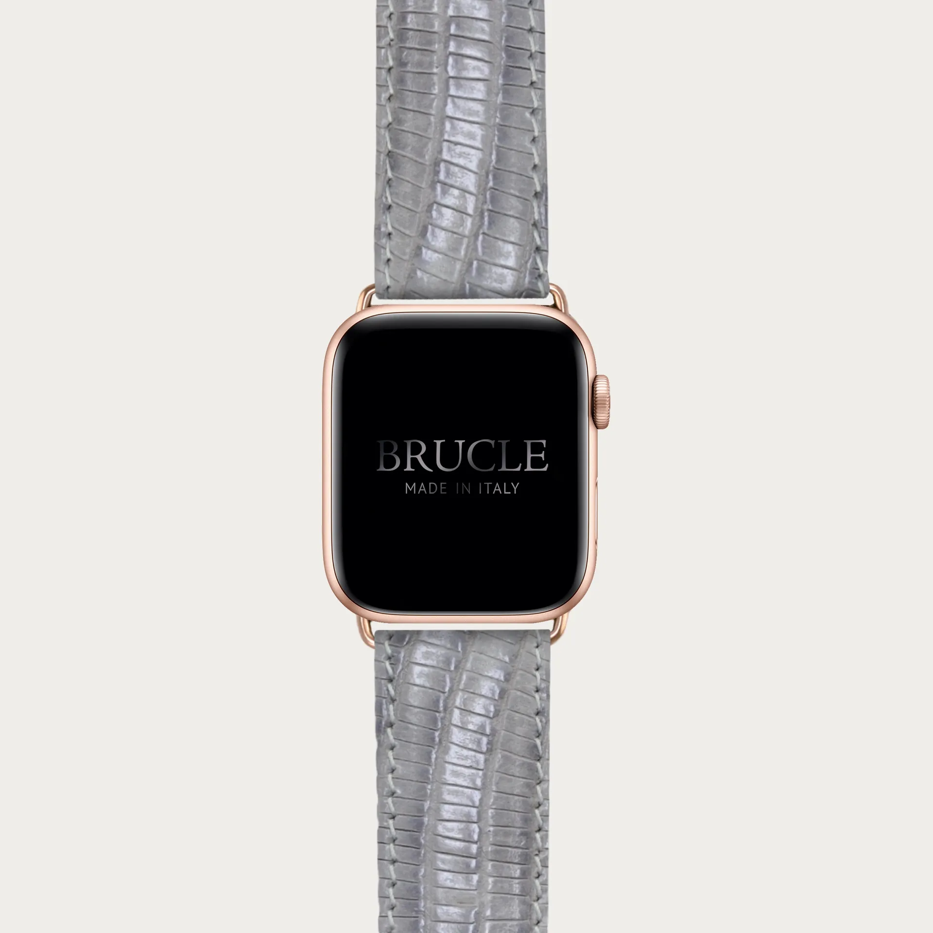 Cinturino grigio in pelle stampata per orologio, Apple Watch e Samsung Galaxy Watch