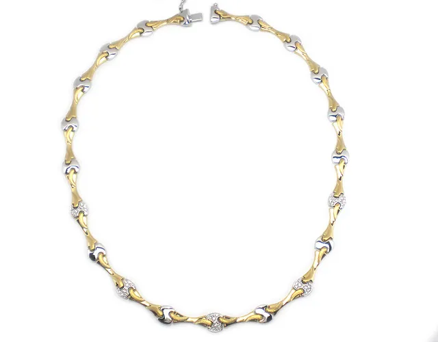 Collana in oro giallo e bianco 18kt con pietre sintetiche