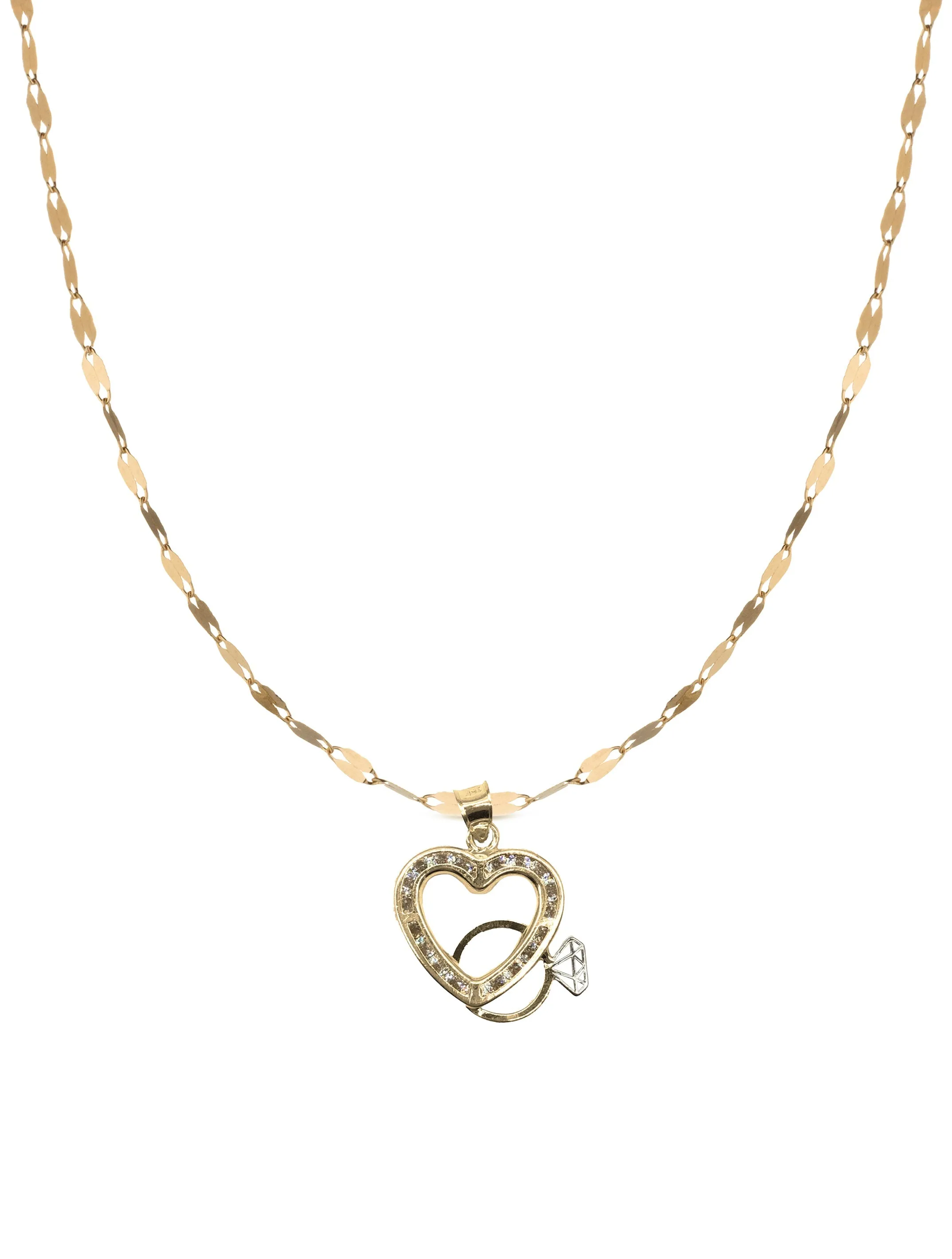 Collana Specchiata pendente cuore in Oro Giallo + BOX LUCE