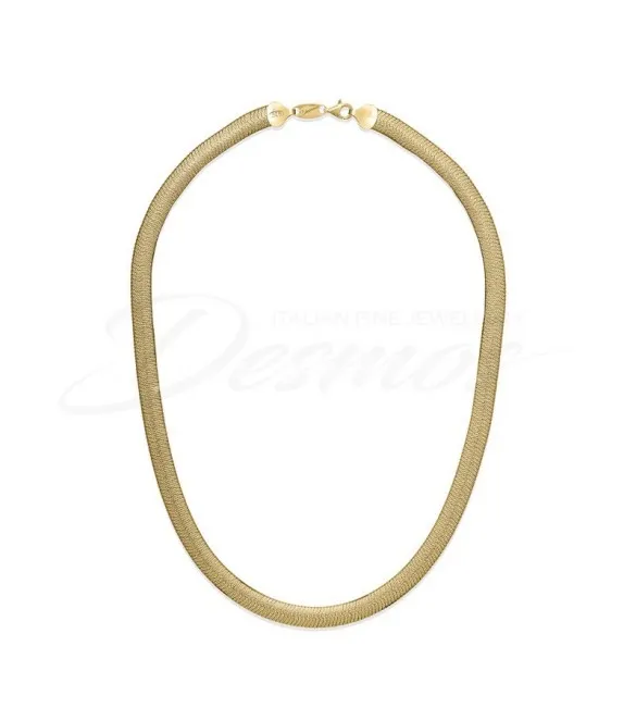 Collana Unisex Gioielli Desmos in argento maglia lasagna piatta diamantata placcato oro 41 cm fish stardust