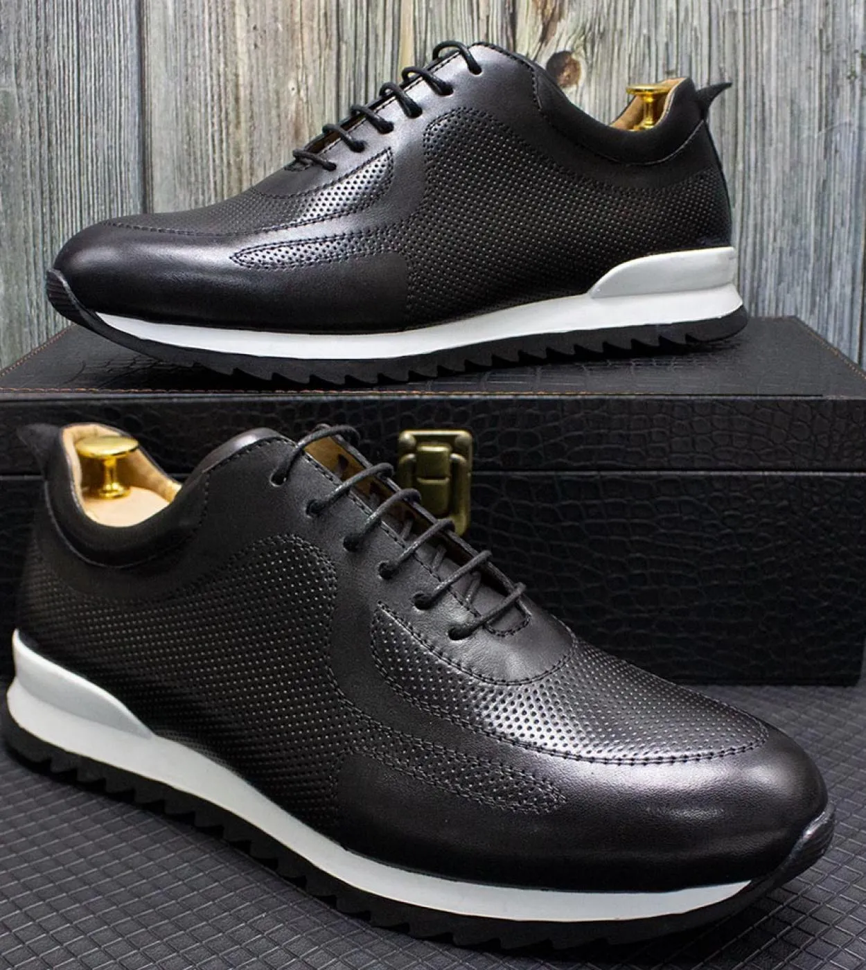 Comode scarpe da uomo in vera pelle Scarpe da ginnastica casual in pelle da uomo di lusso