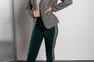 Completo blazer e pantaloni con stampa Nunzia, verde scuro