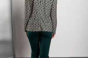 Completo blazer e pantaloni con stampa Nunzia, verde scuro