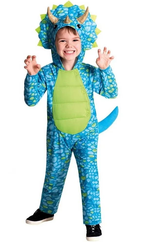 Costume dinosauro triceratopo blu