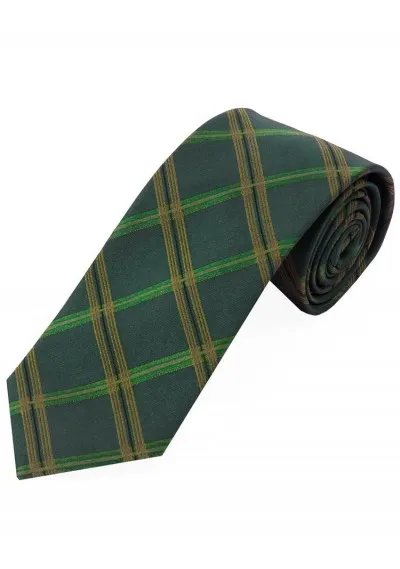 Cravatta lunga linea solida check verde bottiglia marrone medio