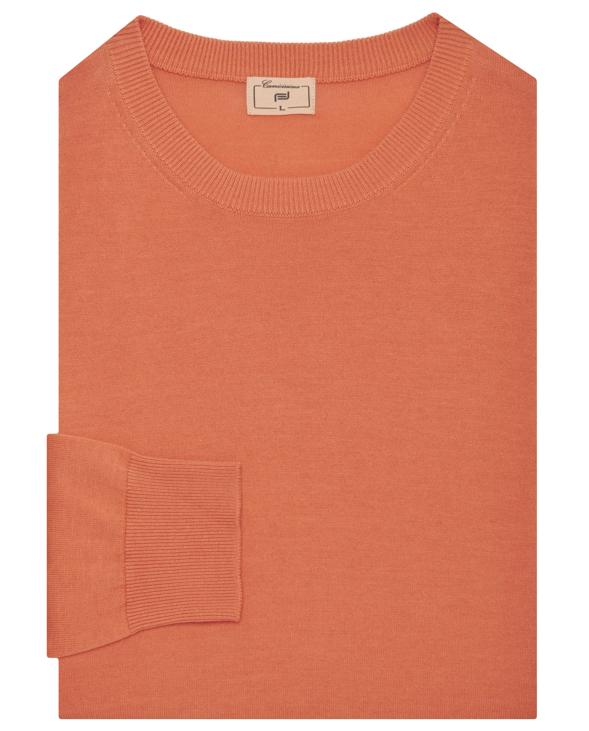 Crew neck basica arancione in 100% cotone    