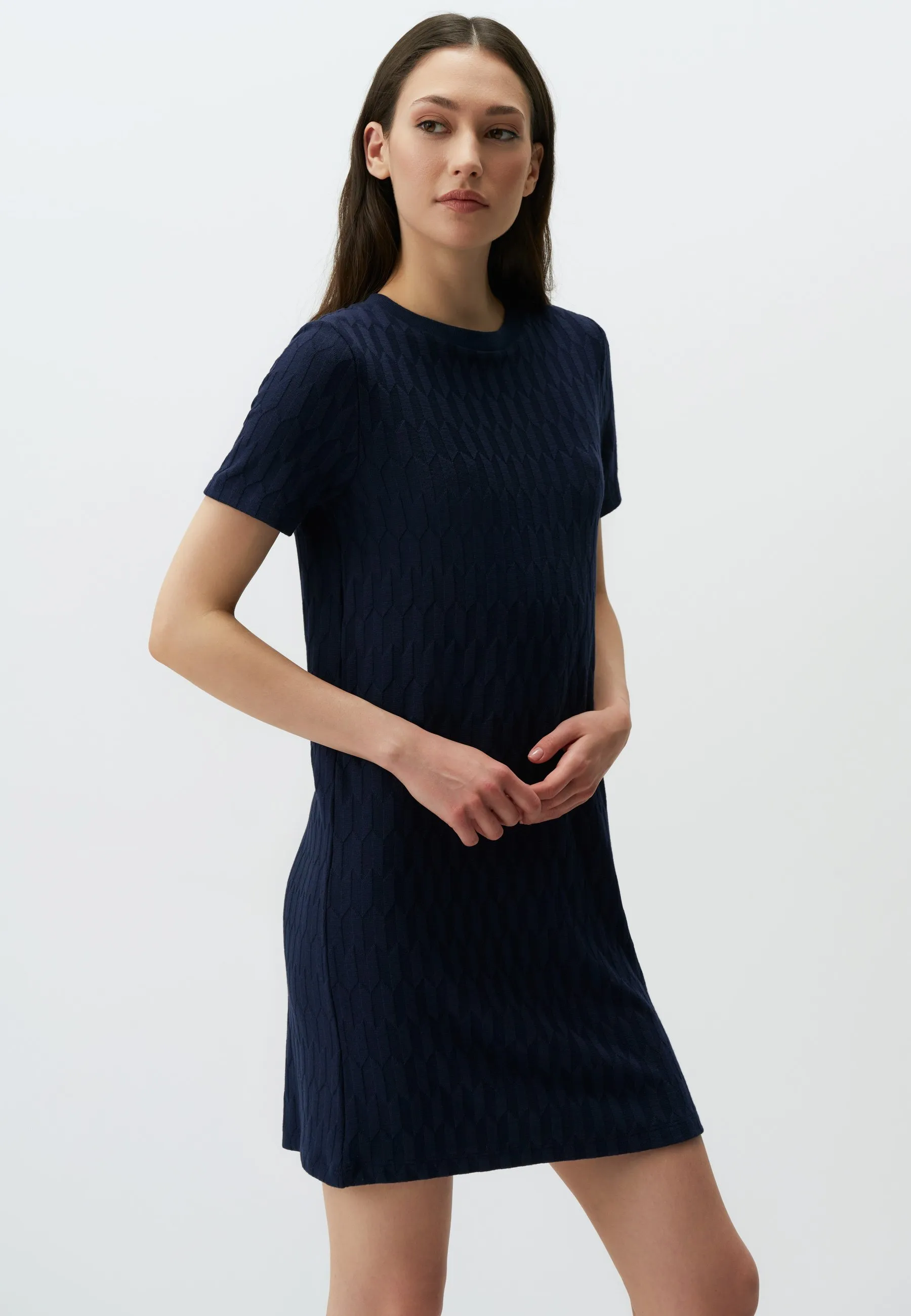 CREW NECK SHORT SLEEVE MINI  - Vestito di maglina