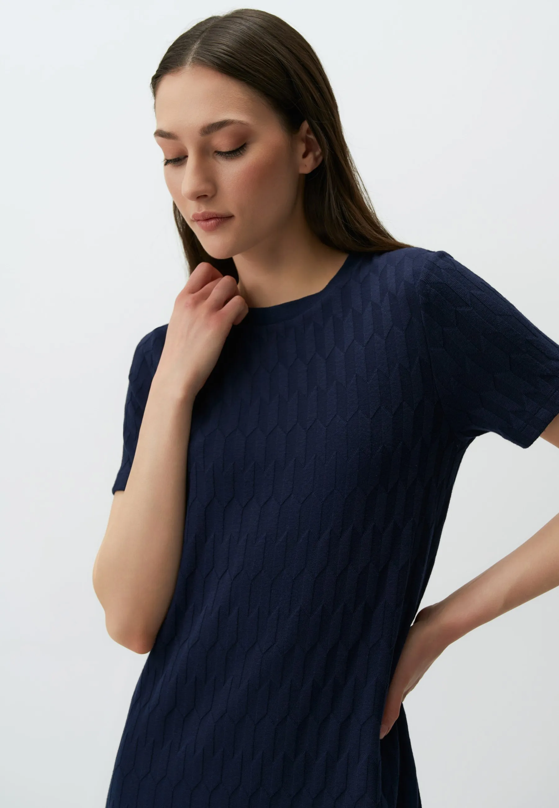 CREW NECK SHORT SLEEVE MINI  - Vestito di maglina