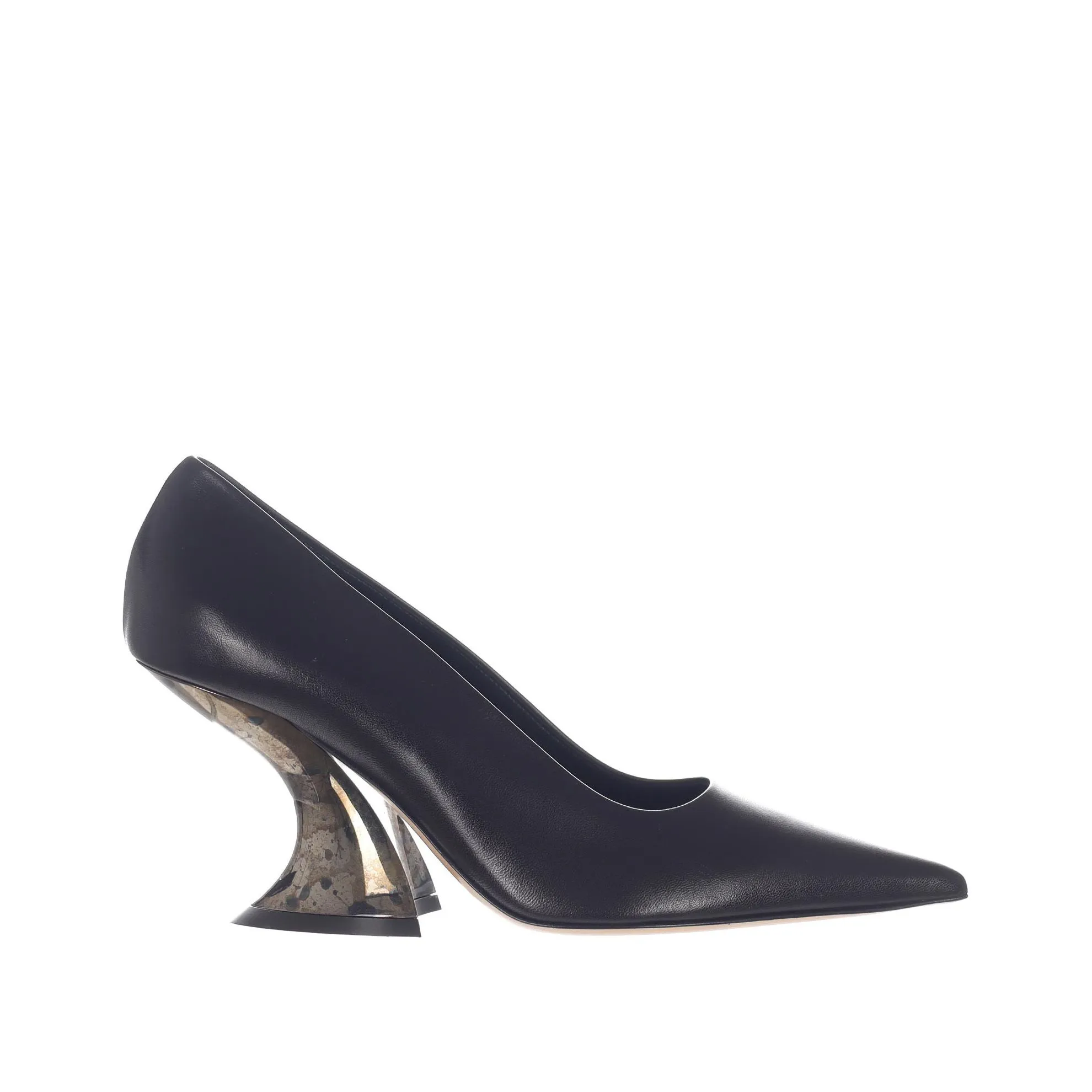 Décolleté elodie in pelle con tacco scultura