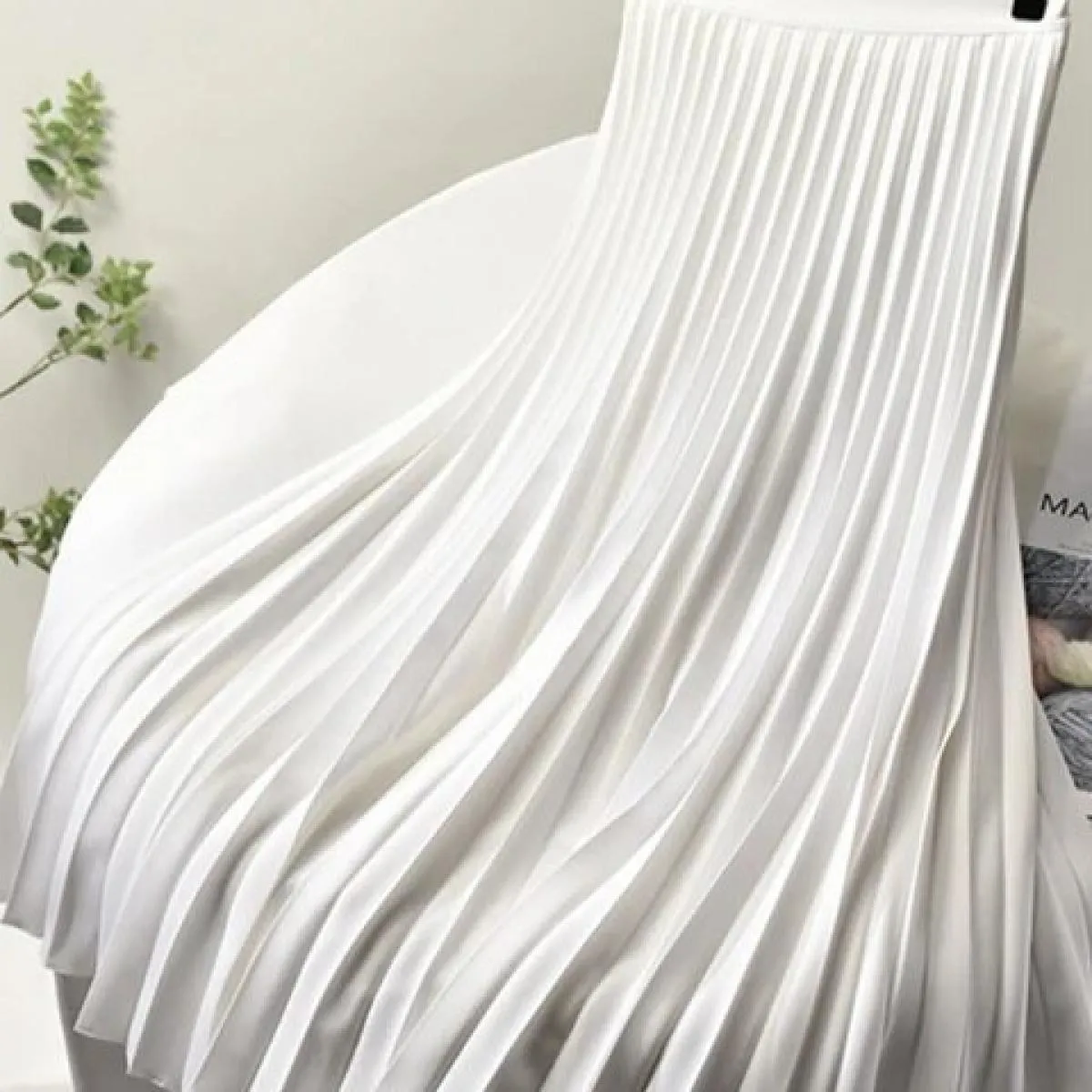 Designer di marca Donna Primavera Autunno Elegante Chic Gonna a pieghe solida Vita alta Moda di lusso con elastico femminile