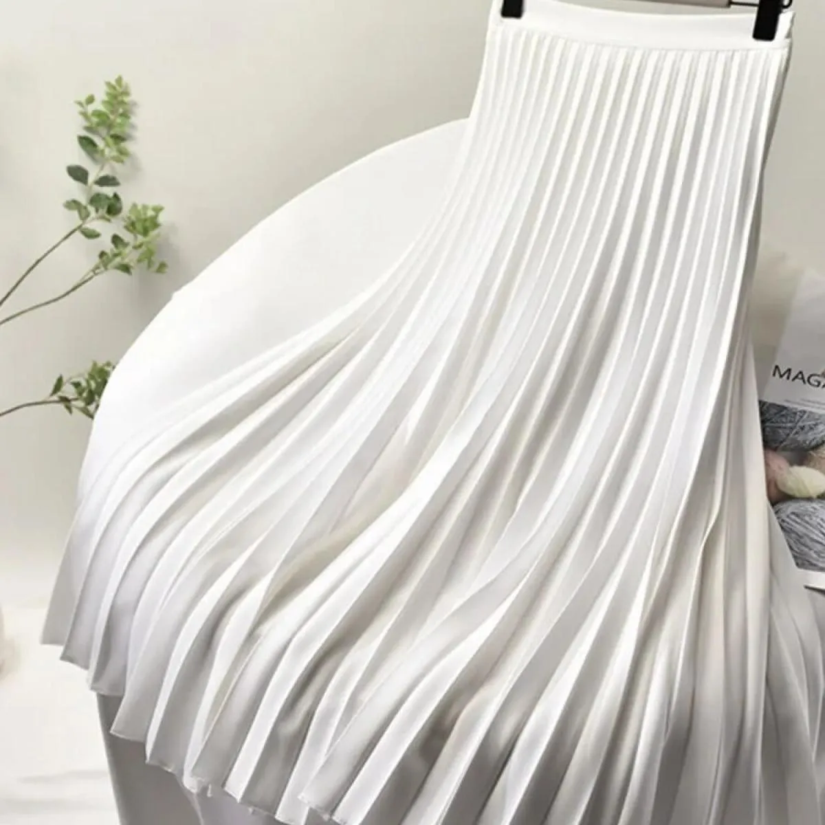 Designer di marca Donna Primavera Autunno Elegante Chic Gonna a pieghe solida Vita alta Moda di lusso con elastico femminile