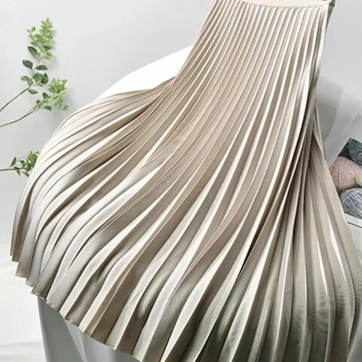 Designer di marca Donna Primavera Autunno Elegante Chic Gonna a pieghe solida Vita alta Moda di lusso con elastico femminile