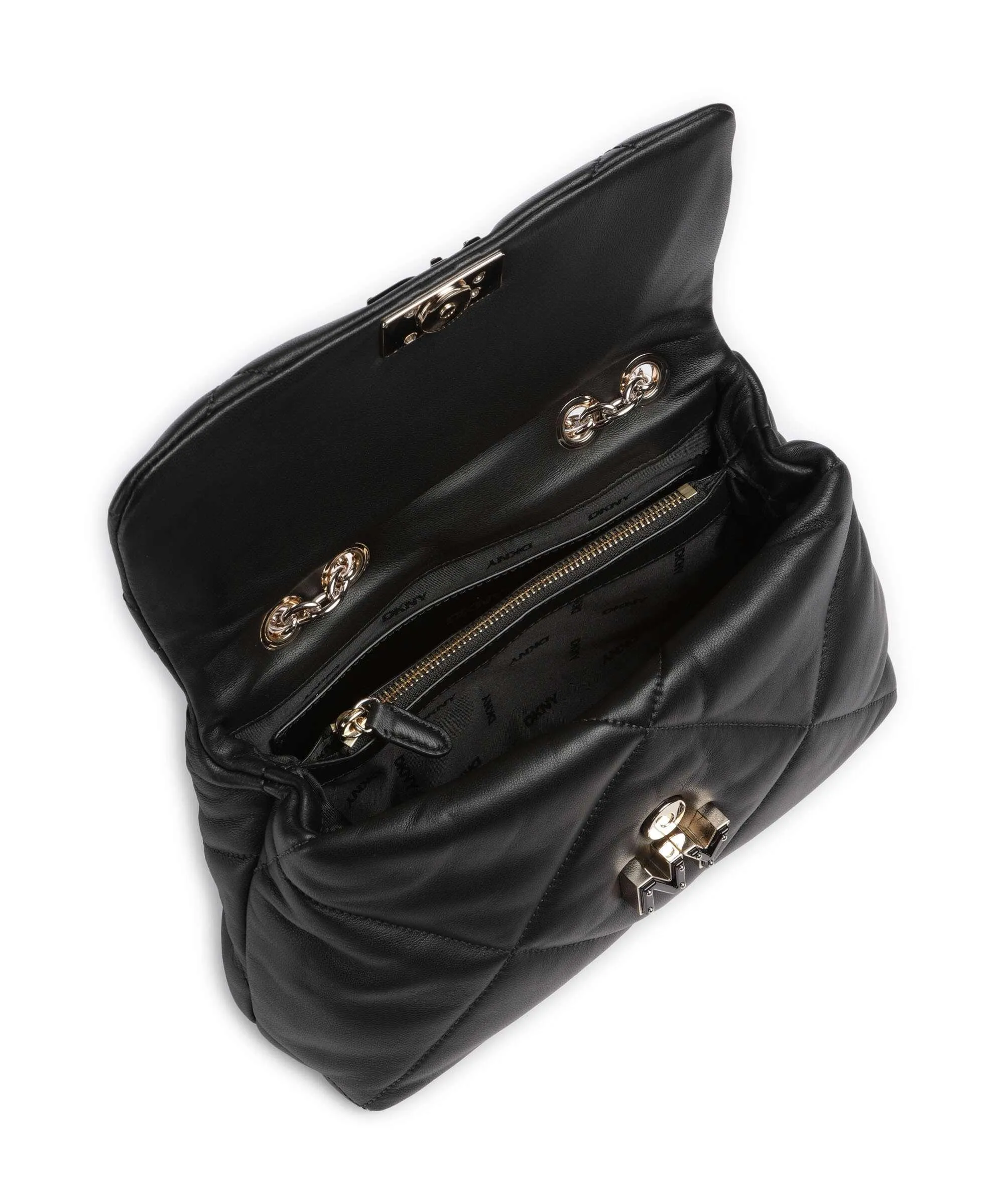  DKNY Red Hook Borsa a spalla cuoio di agnello nero  