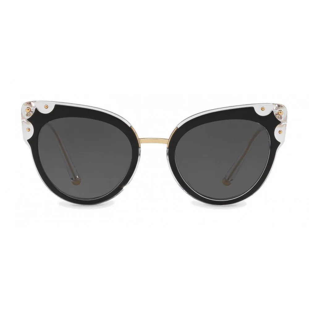 Dolce & Gabbana - Occhiali da Sole Cat-Eye in Acetato con Dettagli Metallici - Nero e Cristallo - Dolce & Gabbana Eyewea