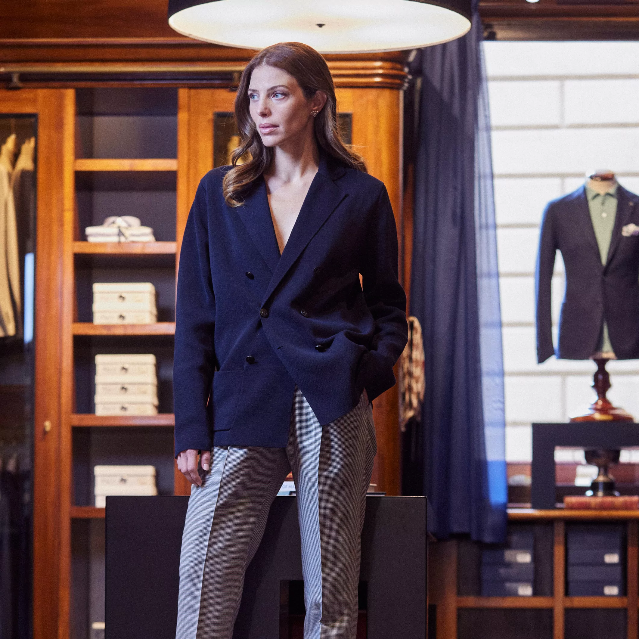 Double-breasted knit jacket