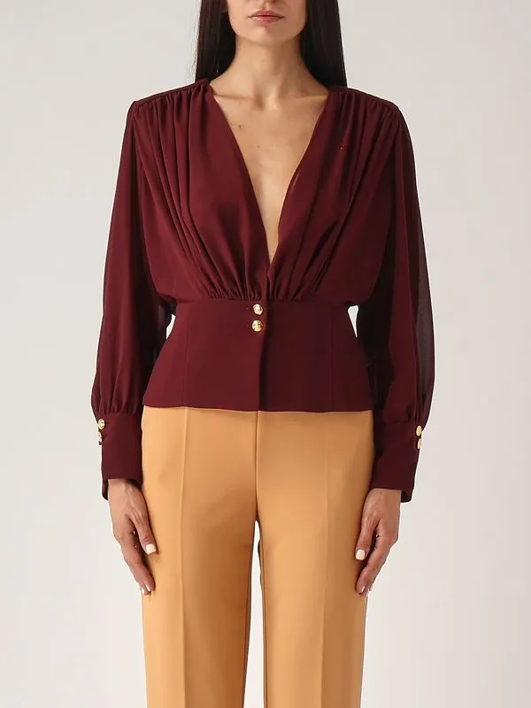 ELISABETTA FRANCHI  Blusa donna Elisabetta Franchi in georgette Vinaccia