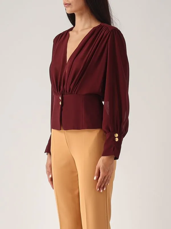 ELISABETTA FRANCHI  Blusa donna Elisabetta Franchi in georgette Vinaccia