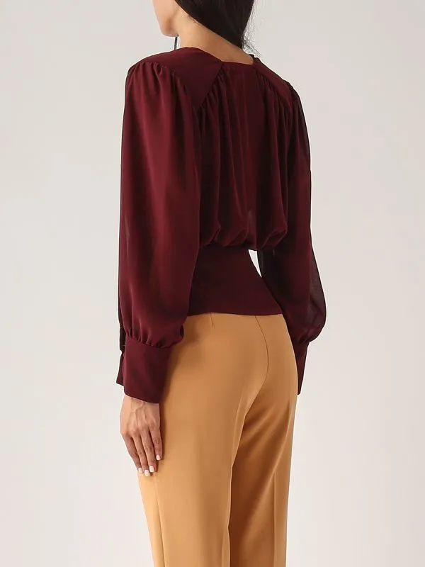 ELISABETTA FRANCHI  Blusa donna Elisabetta Franchi in georgette Vinaccia