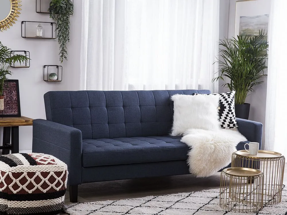 Fabric Sofa Bed Dark Blue VEHKOO