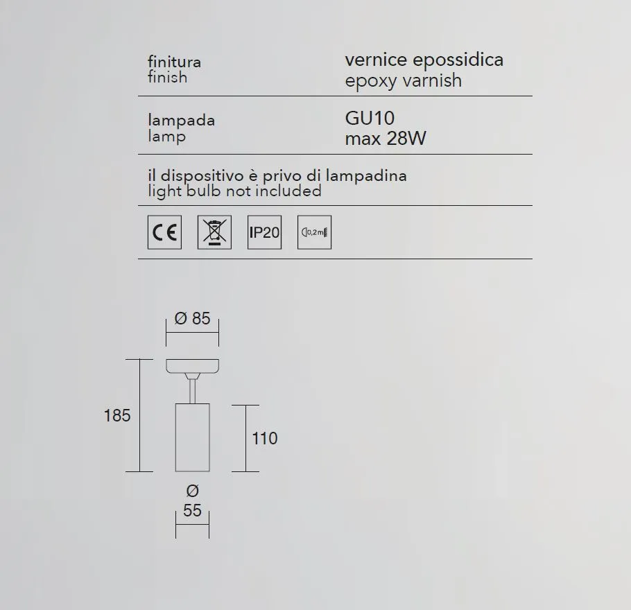Faretto Da Parete Soffitto Luce Orientabile Cilindro Bianco Led GU10 Isyluce 756