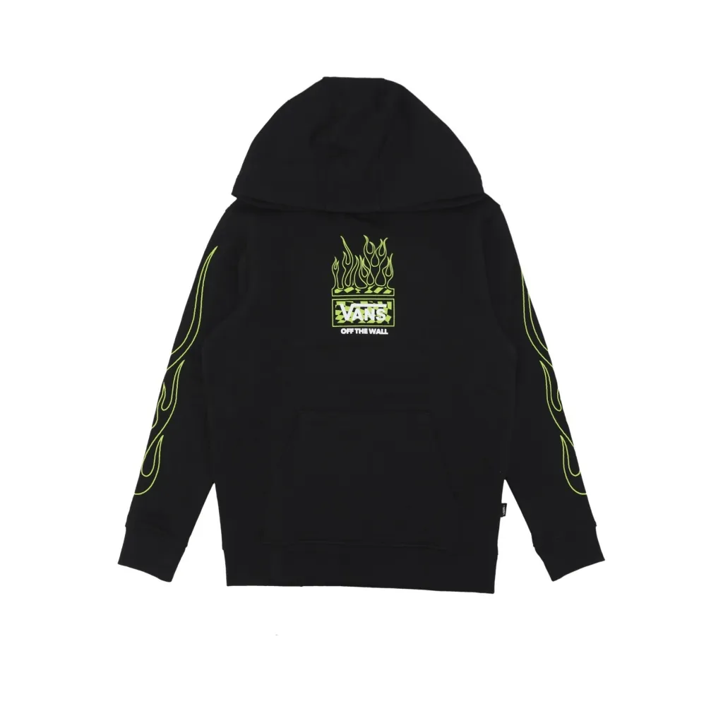 felpa cappuccio ragazzo neon flames po hoodie BLACK
