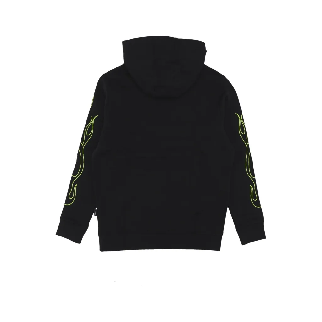 felpa cappuccio ragazzo neon flames po hoodie BLACK
