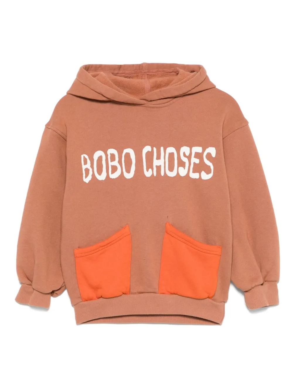 Felpa per bambino Shadow arancione con cappuccio e logo Bobo Choses