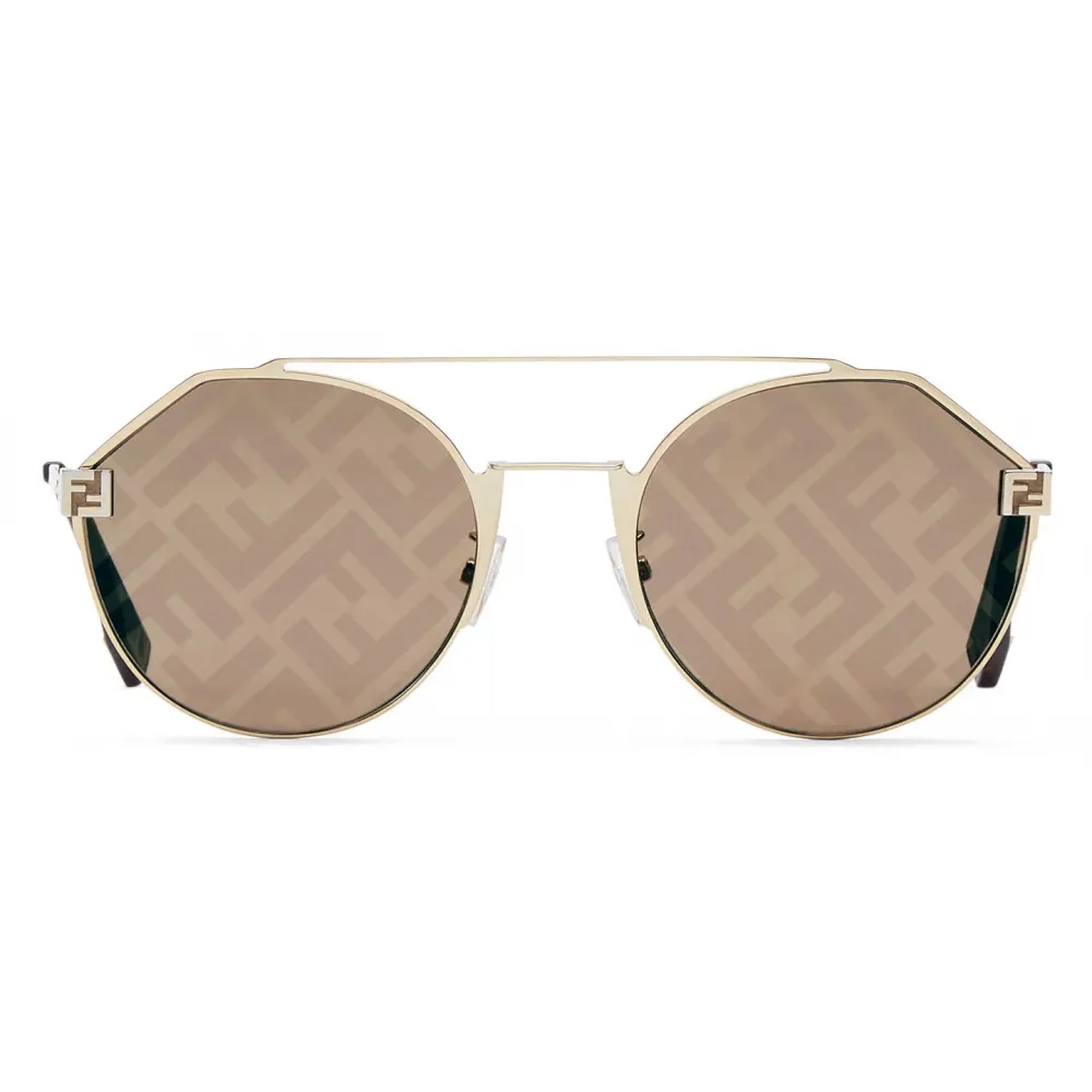 Fendi - Fendi Sky - Occhiali da Sole Rotondi - Oro Marrone - Occhiali da Sole - Fendi Eyewear