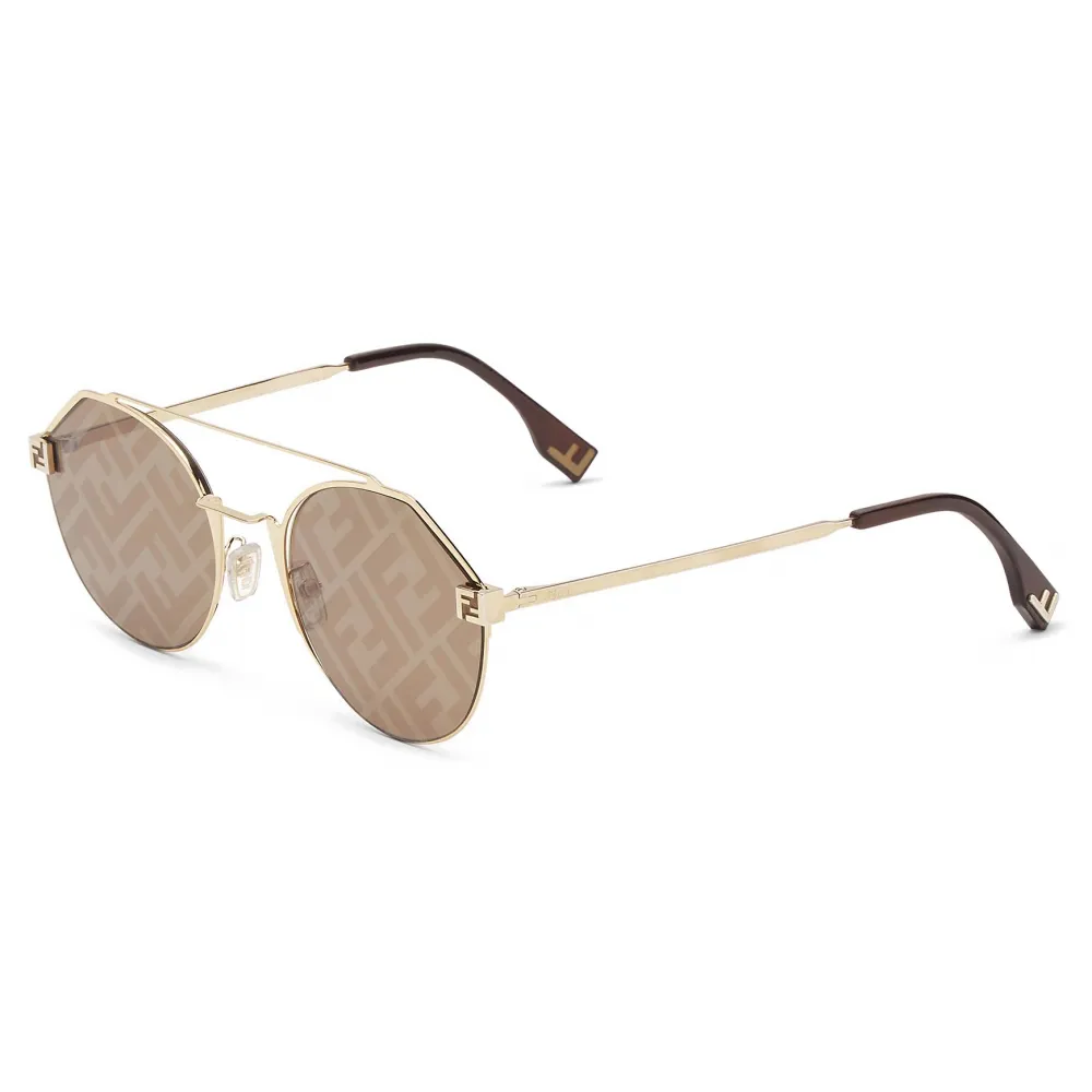 Fendi - Fendi Sky - Occhiali da Sole Rotondi - Oro Marrone - Occhiali da Sole - Fendi Eyewear